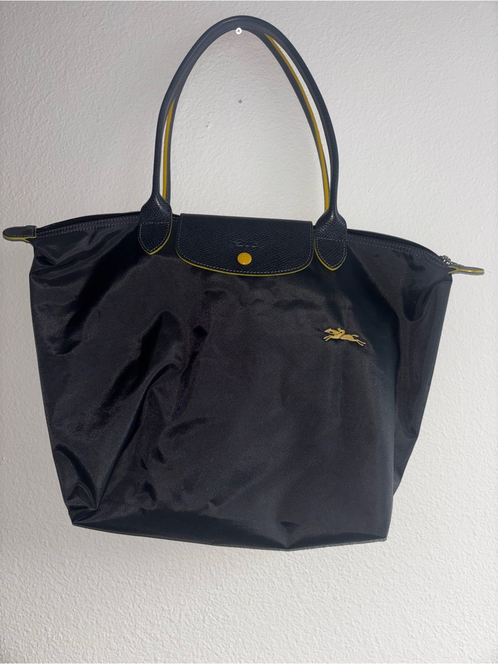 Longchamp Black Nylon Tote with Gold Accents - Picture 3 of 7